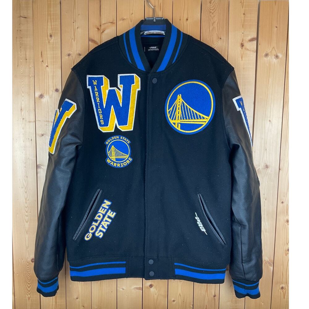 Pro Standard Golden State Warriors Quilted Wool Varsity Jacket, Black - Size XL
